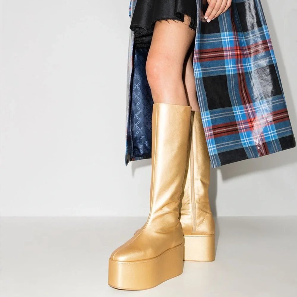 MOLLY GODDARD Athena 90mm Metallic Platform Boots